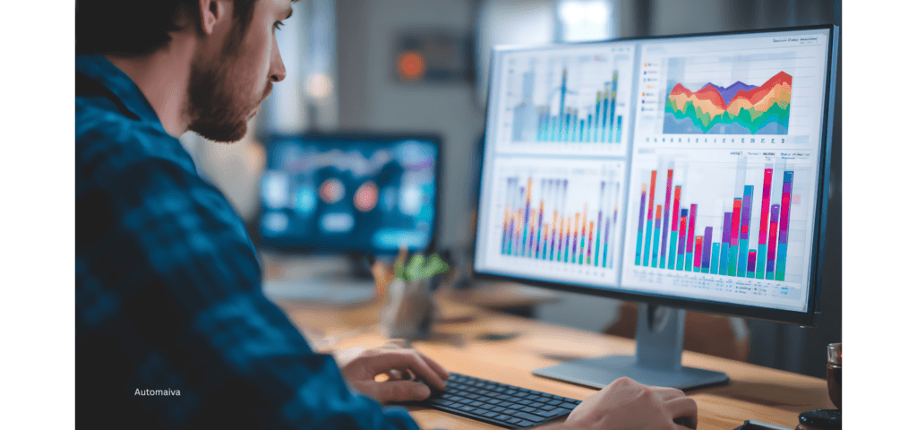AI automation dashboard showing SaaS analytics and business workflow tools