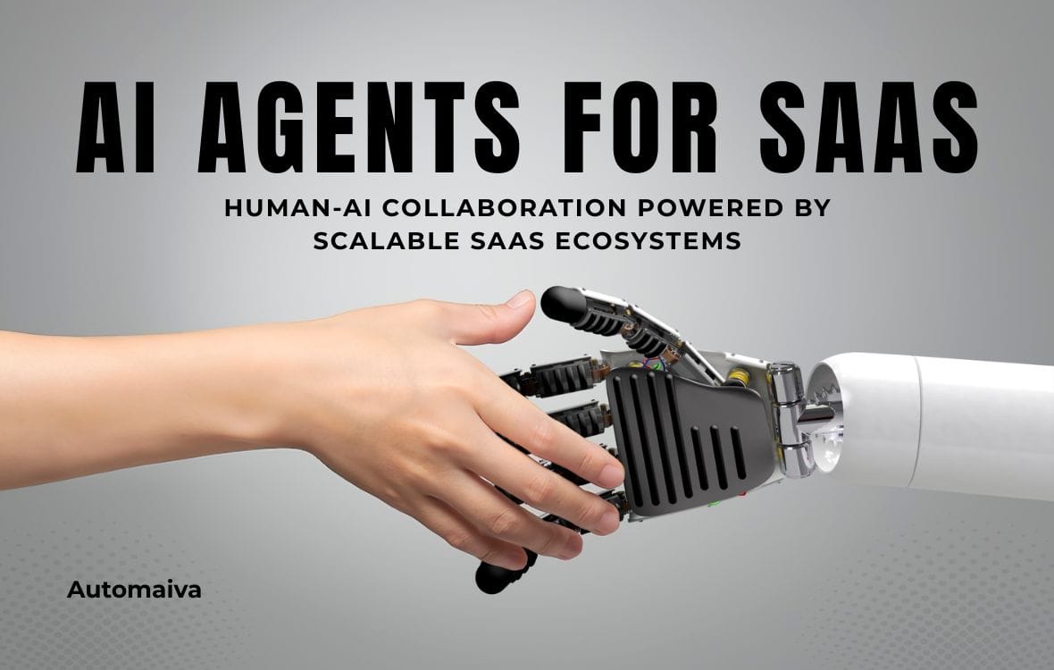 AI agents for SaaS 2026 guide featured image showing autonomous AI agents working within a cloud software ecosystem