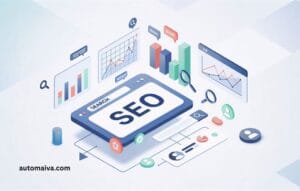 Best AI SEO tools for SaaS startups comparison guide showing dashboard with SEO metrics and AI integration