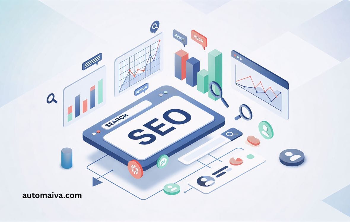 Best AI SEO tools for SaaS startups comparison guide showing dashboard with SEO metrics and AI integration