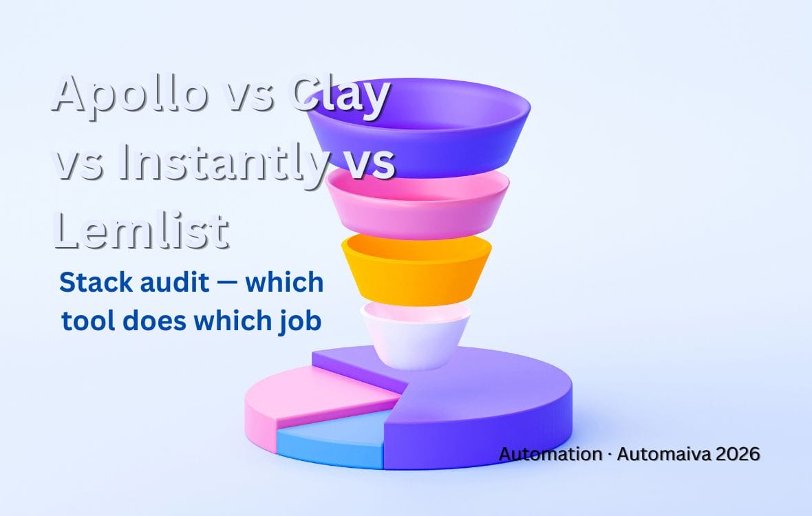 Apollo vs Clay vs Instantly vs Lemlist cold outreach automation stack comparison for B2B SaaS teams 2026