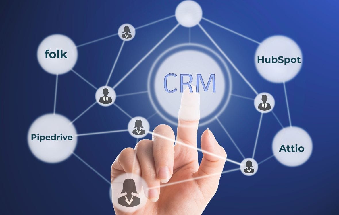 Comparison of folk, HubSpot, Pipedrive, and Attio CRM for SaaS startups showing four brand logos side by side