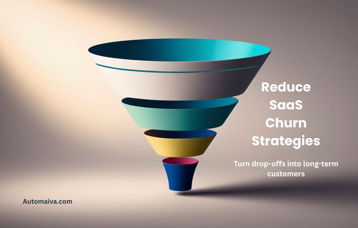 Reduce SaaS churn strategies guide showing leaking bucket being patched to retain customers
