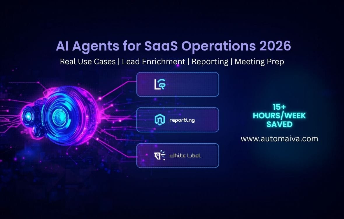 AI agents for B2B SaaS operations comparison showing Lindy, Gumloop, and n8n with real use cases for lead enrichment, data entry, reporting, and meeting preparation.